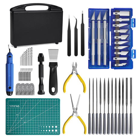 3D Printer Tools Kit, 58 PCS 3D Printer Accessories Kit Includes Deburring, Removal Tools, Cutters etc, RealPlus 3D Printing Tools for Remove, Smoothing, Finishing, Drilling, Deburring， Craving RealPlus