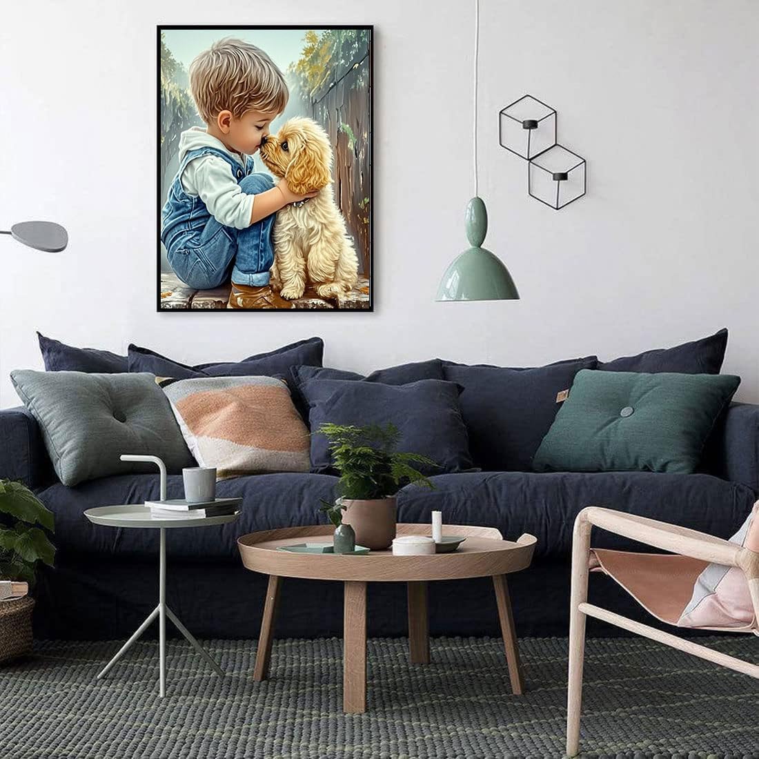 Dog Diamond Paintings Kits for Adults, Diamond Art with Dogs Full Drill Diamond Dots Paint with Diamonds Gem Arts and Crafts for Beginner Adults Home Wall Decor Generic