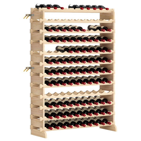 SDHYL 120 Bottles-12 Rows Stackable Modular Wine Holder Rack, Wine Storage Rack, Solid Wooden Wine Display Shelves (12 Rows x 10 Bottles/Row) SDHYL