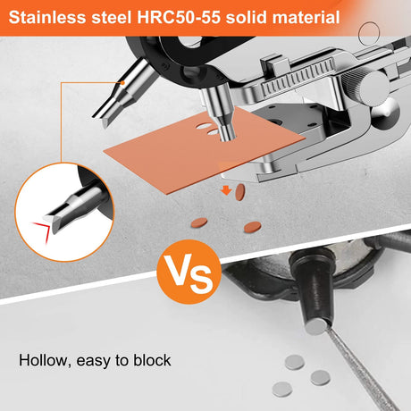 Hole Punch Plier, Preciva Revolving Punch Hole Tool with V-shaped Cutting Edge Design, 6 Hole Sizes & 20cm Stainless Steel Ruler Used for Leatherr, Belts, Thin Iron Sheets, Paper Cards, Plastics, & Fabrics Preciva