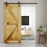 CCJH 6.6ft Sliding Barn Door Hardware Kit Heavy Duty for Single Wood Door (J Shape) CCJH