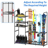 Freestanding Ski Rack for Garage - Stores 4 Pairs of Skis, Adjustable Ski Boot Holder, Organizes Skis, Boots, Poles, Goggles, Helmets & Gear, Ideal for Garage, Shed, Basement, Ski Enthusiasts KANEODOT