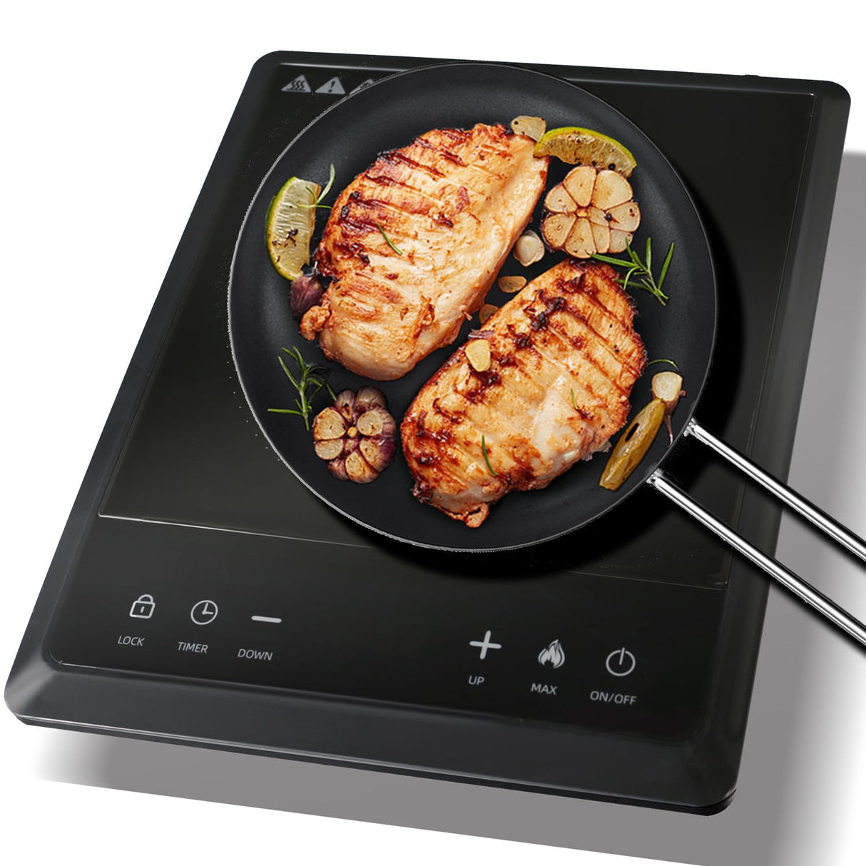 WAATFEET 1600W Portable Induction Cooktop,Electric Induction Cooker and Burner,Countertop Hot Plate with 10-Level Adjustment,3-Hour Timer,Smart Touch Cooktop,and Safety Lock Feature,Black waatfeet