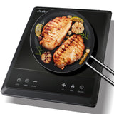WAATFEET 1600W Portable Induction Cooktop,Electric Induction Cooker and Burner,Countertop Hot Plate with 10-Level Adjustment,3-Hour Timer,Smart Touch Cooktop,and Safety Lock Feature,Black waatfeet
