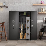 Gun Safes Cabinets Large Biometric Gun Safes Fireproof Fingerprint Long Gun Safe for 3 Pistols and 10 Home Rifle Shotguns, with Ammunition Storage Rack and Led Light Hymnxemo