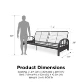 DHP Aiden Futon Frame, Gray DHP