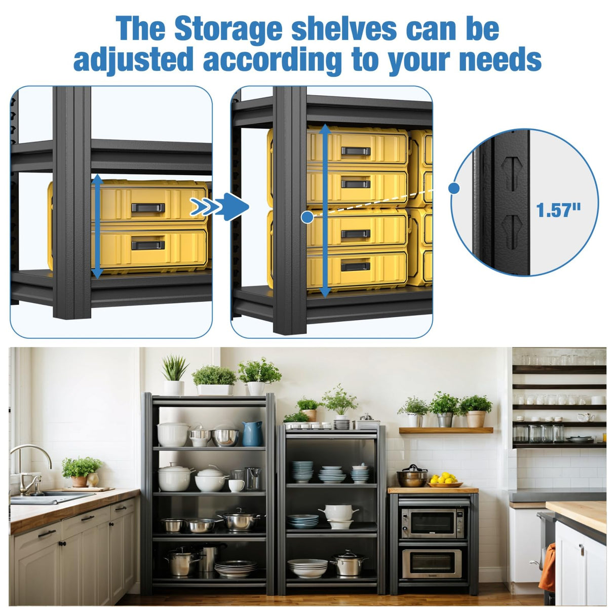 FLEXIMOUNTS Garage Shelving,Garage Shelving Heavy Duty,5 Tier Adjustable Metal Shelving Unit,Garage Storage Shelves 78" H × 47.2" W × 18" D FLEXIMOUNTS