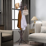 GOFLAME 73" Coat Rack Freestanding, Wooden Coat Tree with 12 Hooks and Umbrella Stand, Entryway Hall Tree, Hat Hanger Organizer, Coat Rack Stand for Coats, Hats, Scarves, Bags, Easy Assembly, Brown GOFLAME