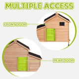 Narkula Outdoor Chicken Coop, Duck House with Nesting Box/Pull Out Tray/Secure Doors, Wooden Small Chicken Cage Weatherproof/Ventilation, 42.91" x 38.58" x 28.74", Brown NARKULA