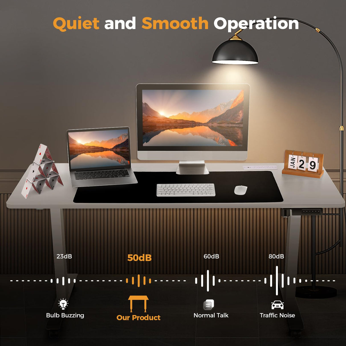 KORGOL Electric Standing Desk 63 x 24 Inches Adjustable Height Sit Stand Up Desk for Home Office Computer Desk Memory Preset with Wheels, White KORGOL