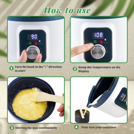 Beeswax Candle Making Kit for Adult, 4lb Wax for Candle Making, Including Organic Beeswax with Digital Wax Melter, Cotton Wick, Wick Stickers Handnatur