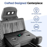 VanAcc Home Theater Seating, Movie Loveseat Recliner Chair with USB Wireless Charging, 3 Theatre Seats Couch Sofa for Media Room w/Electric Headrest, LED Light, Fold Down Table VanAcc