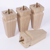 Square Wood Furniture Legs Set of 4 - Wooden Replacement Feet for Couch, Bed, Bench, Dresser, Rubber Wood Parts for Table, Sofa, Wooden Legs Chairs Complete with Installation Hardware, 6 inch Natural Texphw
