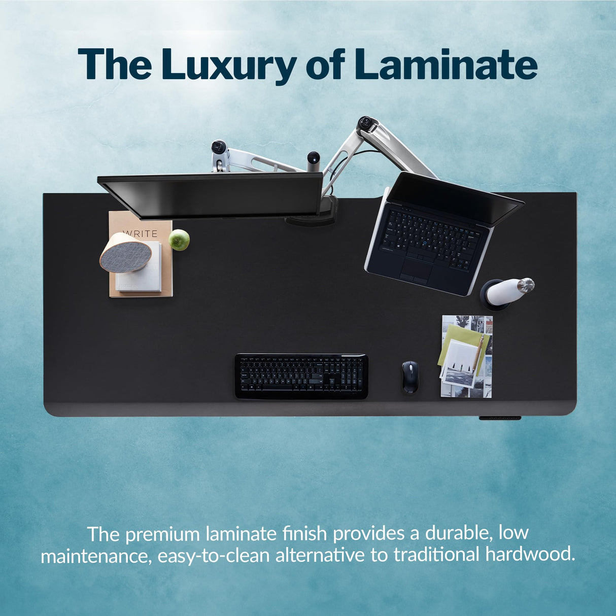 Vari ComfortEdge Adjustable Height Desk 72x30 Inches - Varidesk Black Electric Standing Desk- Sloped Ergonomic Front Edge - Sturdy T-Style Legs, Easy Vari