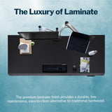 Vari ComfortEdge Adjustable Height Desk 72x30 Inches - Varidesk Black Electric Standing Desk- Sloped Ergonomic Front Edge - Sturdy T-Style Legs, Easy Vari