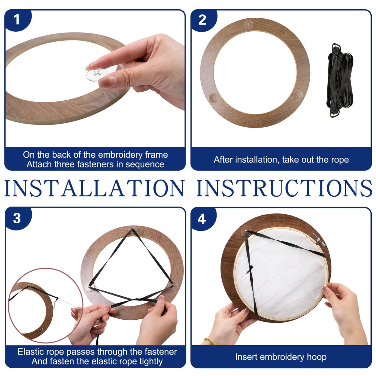 3 Sets Upgraded Wood Embroidery Frames with Bamboo Hoops, 8 Inch Round Embroidery Display Frame for Finished Cross Stitch and DIY Art Craft Sewing Ornaments (Easier to Install) JoyHuaTrade