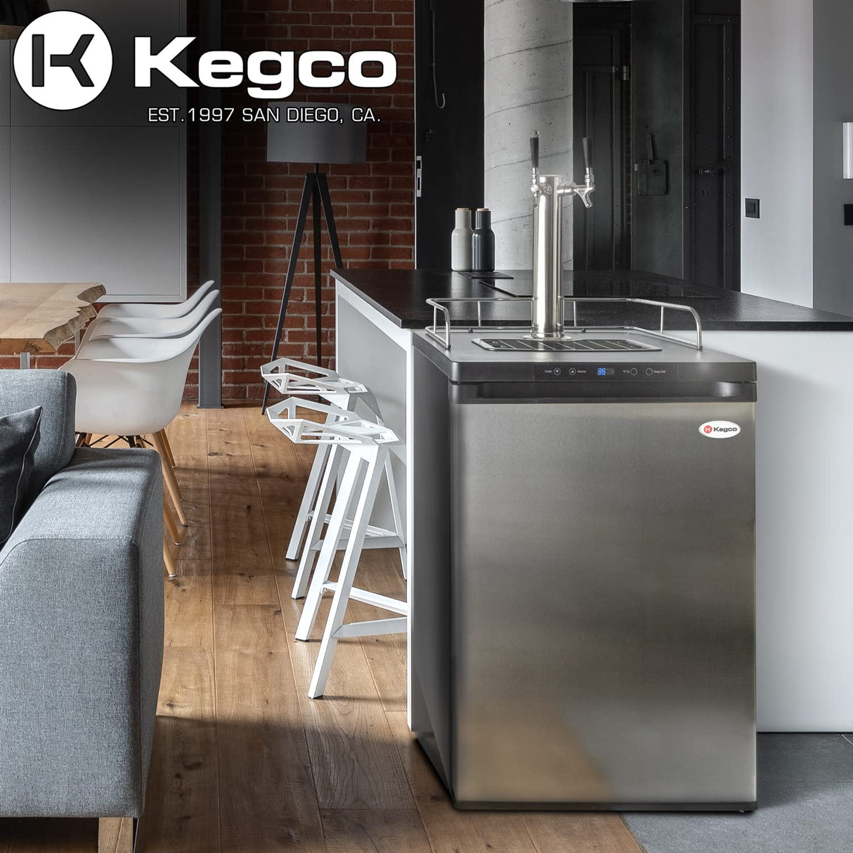 Kegco Kegerator, Dual Tap, Stainless Steel Kegco