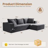 Modular Sectional Sofa, 108" L-Shaped Boneless Couch with Deep Seat, Corduroy Cloud Couch for Living Room, Bedroom, No Assembly Required, Ship in a Box, Grey RUMBALUXY