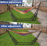 Hammock with Foldable Steel Stand,Frabic Tension Adjustable,Carrying Bag Included, 616 lbs Weight Capacity, Portable Suitable for Outside Garden Yard Outdoor Inhouse Multicolour LIEVIM