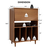 ELECWISH Record Player Stand with Vinyl Storage, Flip Top Media Cabinet, Audio-Video Stereo Cabinet，Mid-Century Turntable Table with Open Storage for Living Room, Bedroom, Walnut ELECWISH