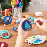 Shuttle Art Natural Wood Slices 70 PCS 2.8-3.1 Inches Craft Wood Ornament Kit, Unfinished Predrilled Wooden Circles with Hole, Jute Twine, Acrylic Paint, Markers for DIY Decoration Shuttle Art