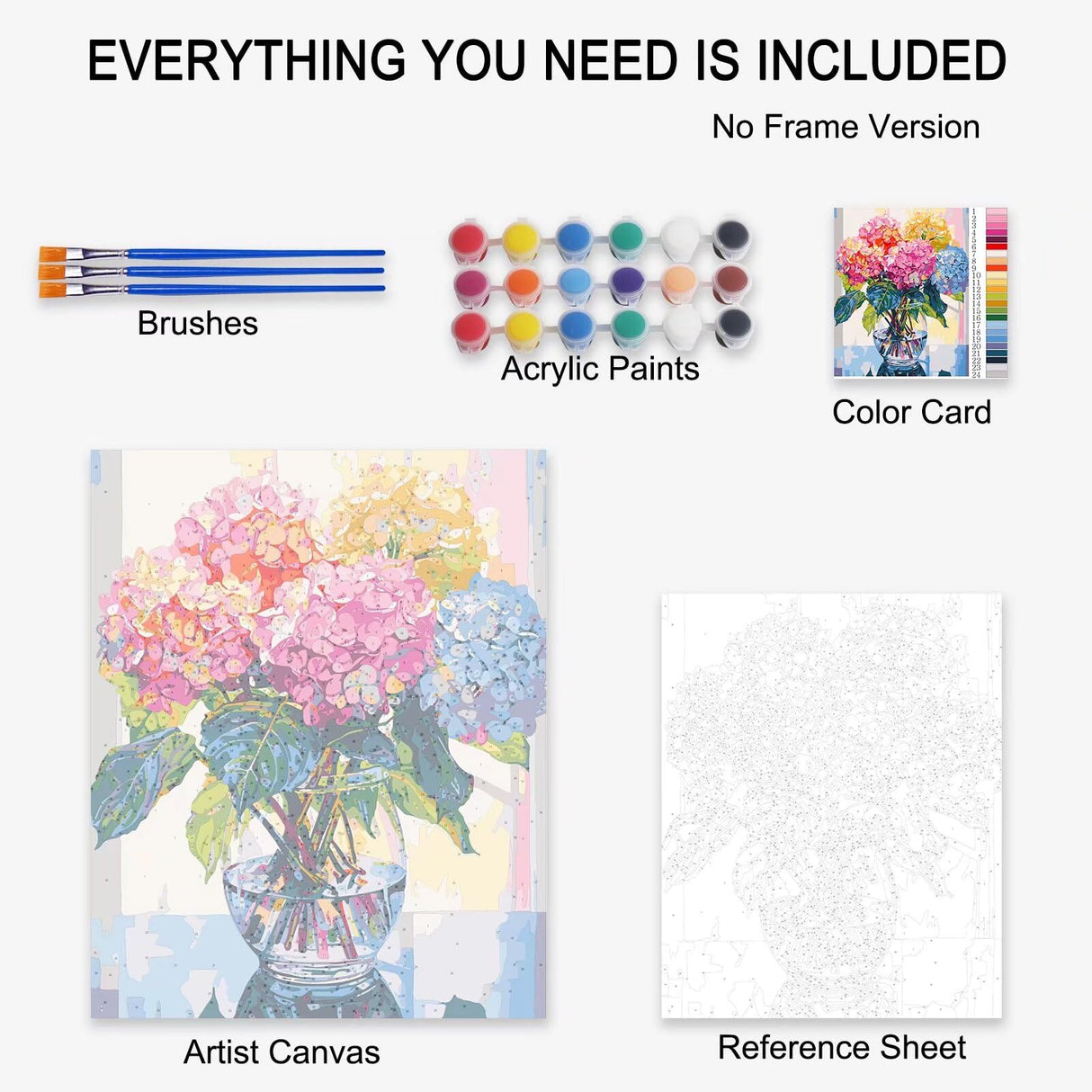 DIY Paint by Numbers Pink Flowers - Vintage Style Adults' Painting Kit on Canvas Tucocoo