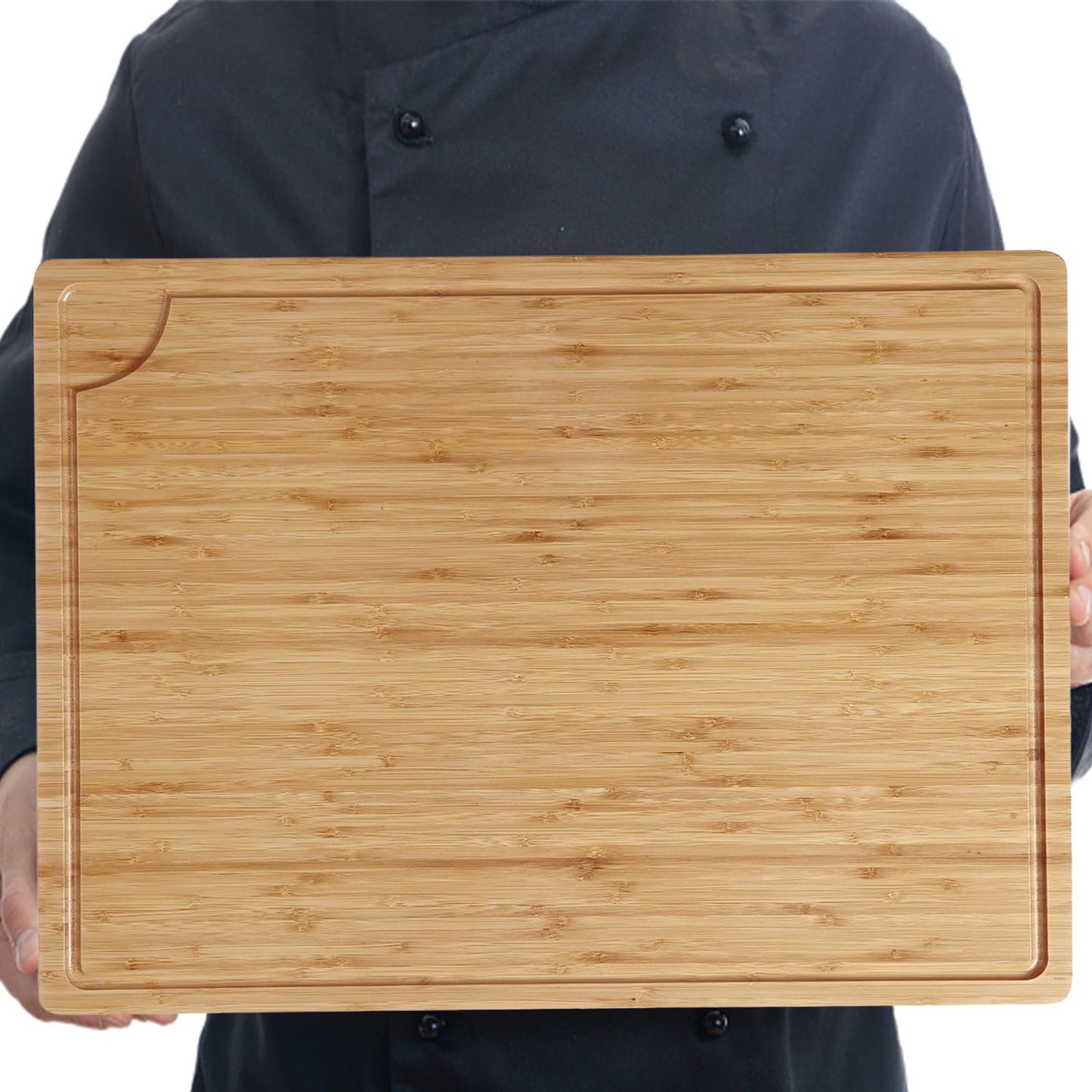 Extra Large Bamboo Wood Cutting Board, 24 x 18 Inch Kitchen Wooden Chopping Board with Juice Groove, Reversible Butcher Block Cutting Board for Meat, Turkey Carving - WoodArtSupply