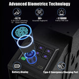 LMRSTOO Biometric Gun Safe for Handgun,Fingerprint Bedside Gun Safe with Fingerprint, PIN Code, KEY Access,Upgrade 6 Numeric Buttons,Electric Quantity Display,Emergency Charging Port LMRSTOO