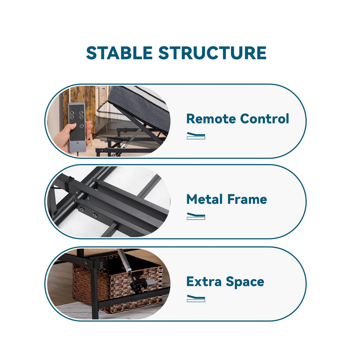 COMHOMA Adjustable Bed Frame King Bed Base with Remote Control, Independent Head and Foot Incline, Adjustable Bed Frames with Mattress Holder, Bed Base Only King-73 COMHOMA