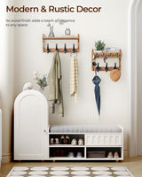 Tatub 29" Coat Rack Wall Mount with Shelf, 4 in 1 Entryway Key Holder with 7 Coat Hooks 4 Key Hangers Mail Organizer, Wood Wall Shelf for Living Room, Bedroom, Bathroom Tatub