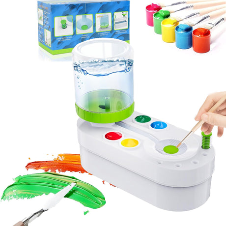 Hynhsun 2025 Upgraded Paint Brush Cleaner Rinse Cup Water Circulation,Watercolor/Oil and Water-Based Paint Brush Cleaner Tool,Gift for Artist Kids Adults and Girls, Pre-Assembled (Green) Hynhsun