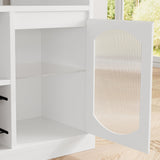 Wine Bar Cabinet with LED Light - 47" Liquor Storage Cabinet with Wine Rack and Glass Hanger Coffee Bar Cabinet with Adjustable Shelves Bar Cabinet with Glass Doors for Kitchen Dining Living Room ElfinAura