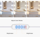 ANWBROAD 59.1" Large Vanity Desk Table with Mirror & Lights White Makeup Vanity with Power Outlet and 8 Drawers 2 Cabinets 3 Lighting Modes Adjustable Vanity Table for Bedroom Dressing Room UBDT67W ANWBROAD