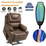 180 Degrees Lay Flat Lift Recliner with Massage and Heat, Cup Holder, 400 lb Capacity Recliner for Big and Tall Men, Lazyboy Sleeping (Brown Leather) LITVZ