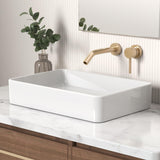 KES Bathroom Vessel Sink 20 Inch Above Counter Rectangular White Ceramic Countertop Sink for Cabinet Lavatory Vanity, BVS123S50 KES