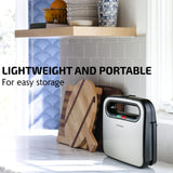 OVENTE Electric Sandwich Maker with Non-Stick Plates, Indicator Lights, Cool Touch Handle, Easy to Clean and Store, Perfect for Cooking Breakfast, Grilled Cheese, Tuna Melts and Snacks, Black GPS401B OVENTE