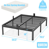 FUIOBYVV Queen Bed Frame with Round Corner Edge Legs 18 inch High 3500 lbs Heavy Duty Metal Platform Bed Frame Queen Size No Box Spring Needed/Non-Slip/Steel Slat Support/Noise Free FUIOBYVV