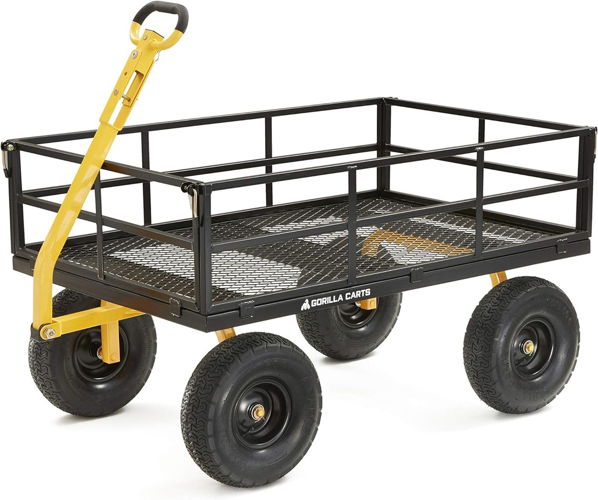 Gorilla Carts GOR1400-COM Steel Utility Cart, Heavy-Duty Convertible 2-in-1 Handle and Removable Sides, 12 cu ft, 1400 lb Capacity, Black Gorilla Carts