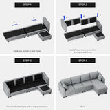 Belffin Sectional Couch with L-Shape Chaise L Shaped Couch with Ottoman Sectional Couches for Living Room Corduroy (Light Grey, L Shaped) Belffin