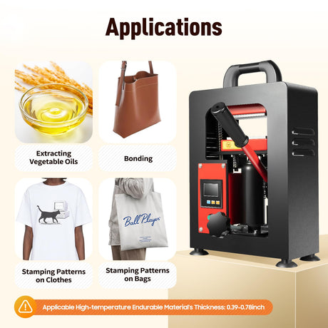 Dodoam 5 Ton Hydraulic Heat Press Machine,110V 900W Dual Plates Heating Presser 2.4 * 4.7 Inch Heat Press Plates Digital Display,with Digital Timer,for PU Pressing Oil Printing Textiles Dodoam