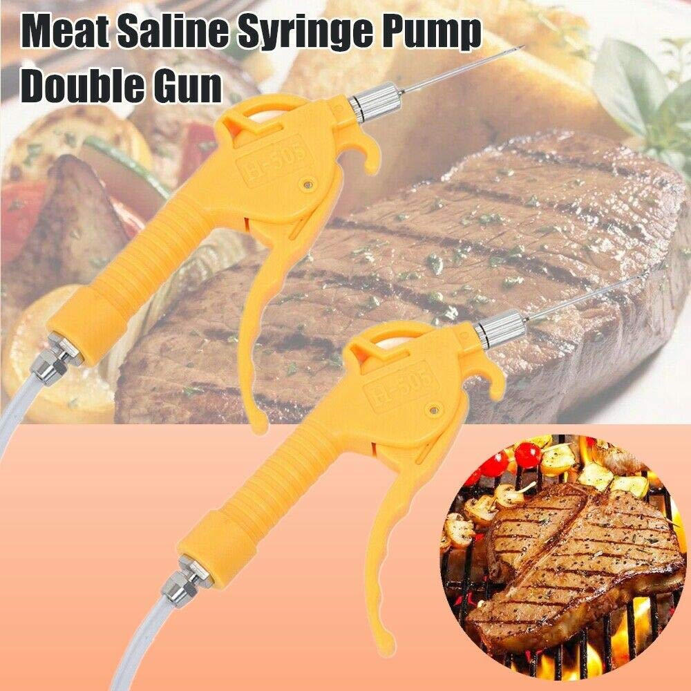 RibasuBB Marinade Meat Injector Pump, 50W Electric Meat Saline Syringe Pump Injector Meat Marinated Processor Kitchen Tool (Double Gun) Gdrasuya10