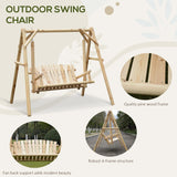 Outsunny 2-Seat Porch Swing with Stand, Wooden Patio Swing Chair Bench, for Garden, Poolside, Backyard, Natural Outsunny