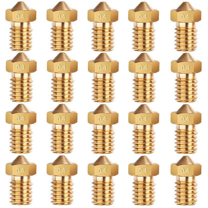 E3D Nozzles, ExcelFu M6 0.4mm Brass Nozzle Extruder Print Head for 1.75mm Filament E3D V5-V6 3D Printer, Pack of 20 - WoodArtSupply