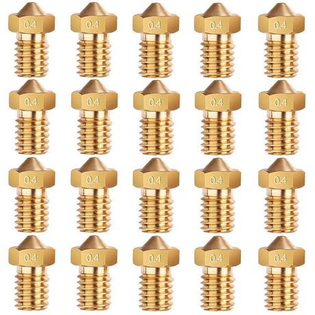 E3D Nozzles, ExcelFu M6 0.4mm Brass Nozzle Extruder Print Head for 1.75mm Filament E3D V5-V6 3D Printer, Pack of 20 EXCELFU