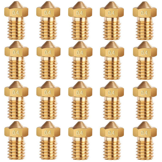 E3D Nozzles, ExcelFu M6 0.4mm Brass Nozzle Extruder Print Head for 1.75mm Filament E3D V5-V6 3D Printer, Pack of 20 - WoodArtSupply