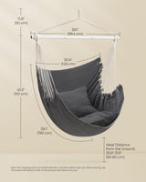 SONGMICS Hammock Chair, Load Capacity 500 lb, Hanging Chair with 2 Cushions, Large Hammock Swing with Chain and Pocket, for Indoor, Outdoor, Living Room, Bedroom, Slate Gray UGDC197G02 SONGMICS