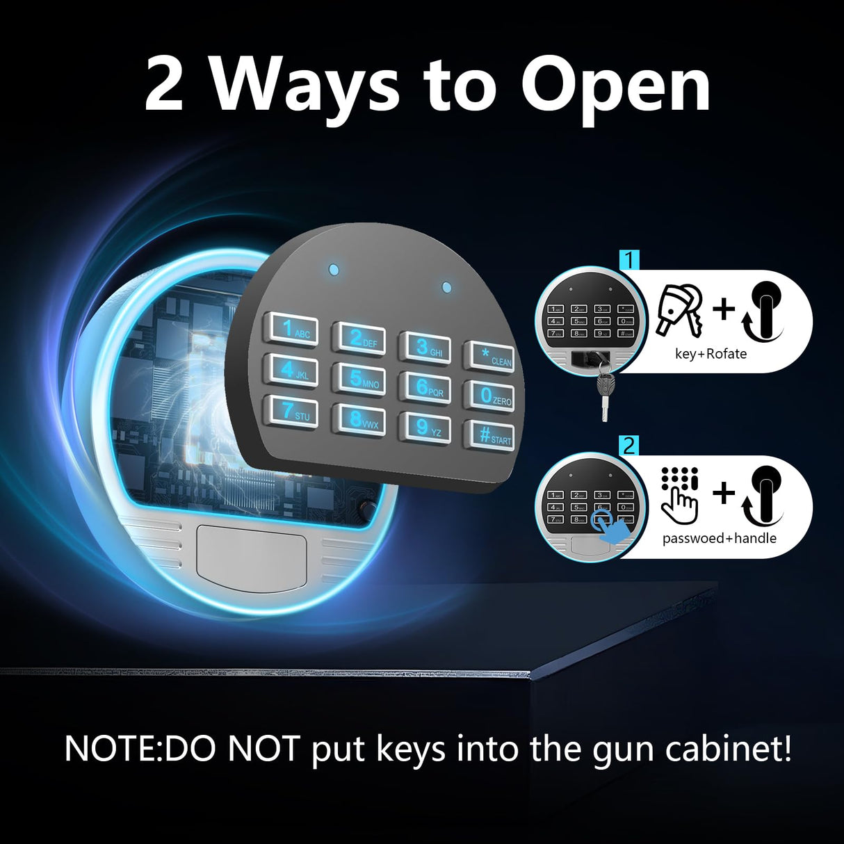 Marcree 2-3 Rifle Gun Safe, Gun Cabinets for Rifles and Shotguns with Inner Safe, Gun Safes for Rifle and Pistols with Dual Alarm System, 180 Degree Quick Access Shotgun Safe for Home, Electronic Lock Marcree