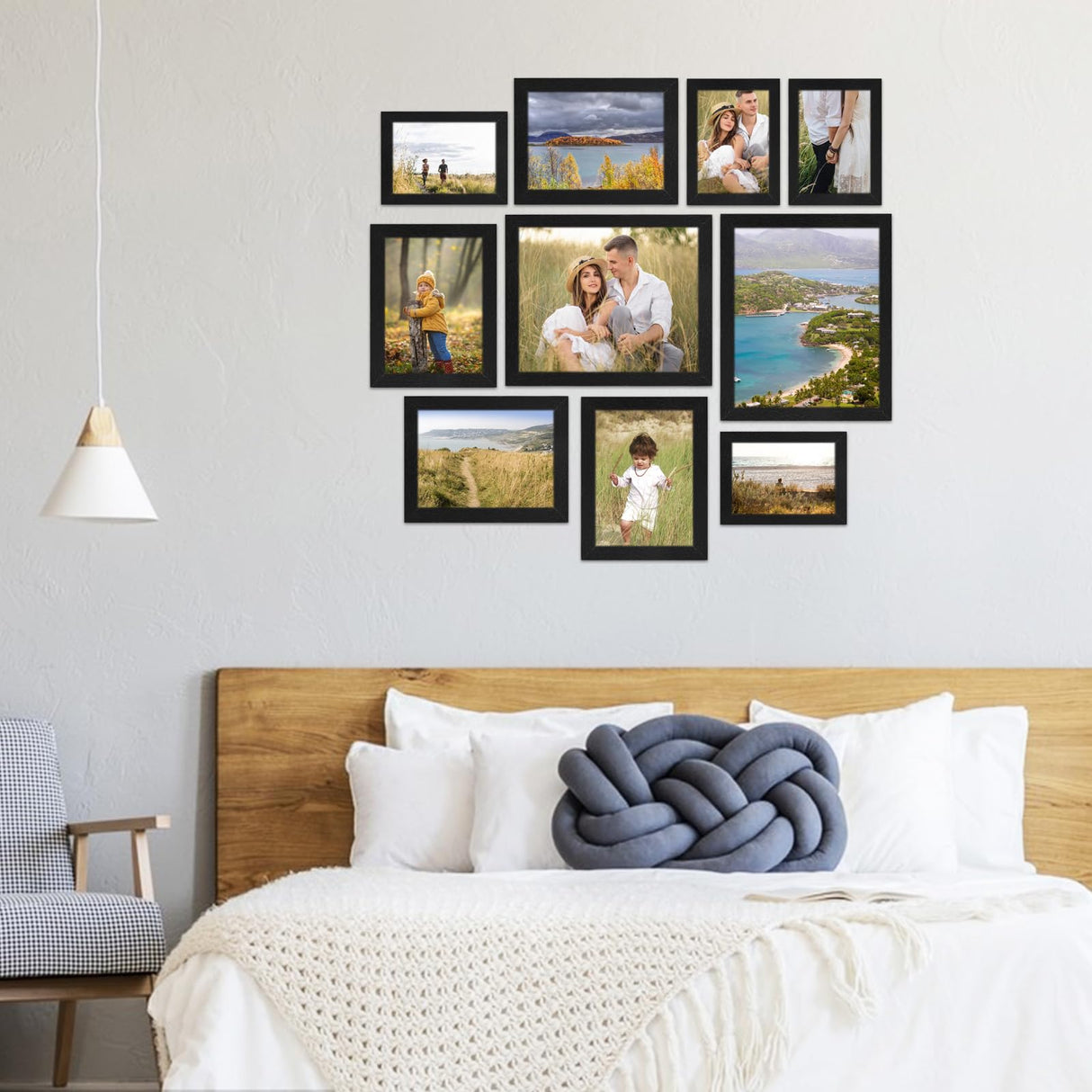 Rexllon Black Picture Frames Collage Wall Decor 10 Pack, Gallery Wall Frame Set for Wall Mounting or Tabletop Display, Multi Sizes Including 8x10, 5x7, 4x6 Family Photo Frames Rexllon