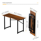 Lutown-Teen 47 inch Folding Desk No Assembly Required, Writing Gaming Computer Camping Table, Home Office Desk, Mahogany Lutown-Teen