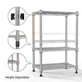 MZG 450 lbs Wire Storage Shelving 3-Tier Utility Shelving Unit Steel Organizer Wire Rack for Home,Kitchen,Office,Chrome(11.8" D x 17.7" W x 26.3" H) M MZG